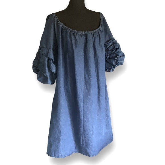 LOVE by Christley Denim Country Western Ruffle Sleeve Dress Pull-On Size 2X - Picture 2 of 11